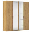 DREHTÜRENSCHRANK 201/223/60 cm 4-türig Eichefarben  - Eichefarben/Silberfarben, Design, Glas/Holzwerkstoff (201/223/60cm) - Novel