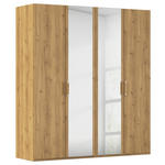 DREHTÜRENSCHRANK 201/223/60 cm 4-türig Eichefarben  - Eichefarben/Silberfarben, Design, Glas/Holzwerkstoff (201/223/60cm) - Novel