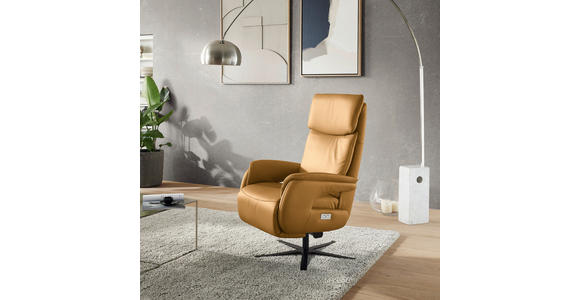 RELAXSESSEL in Leder Currygelb - Currygelb/Schwarz, Design, Leder/Metall (70/117/85cm) - Dieter Knoll