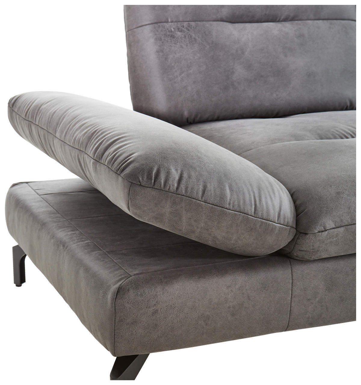 ECKSOFA Mikrofaser Dunkelgrau  - Dunkelgrau/Schwarz, Konventionell, Textil/Metall (284/176cm) - MID.YOU
