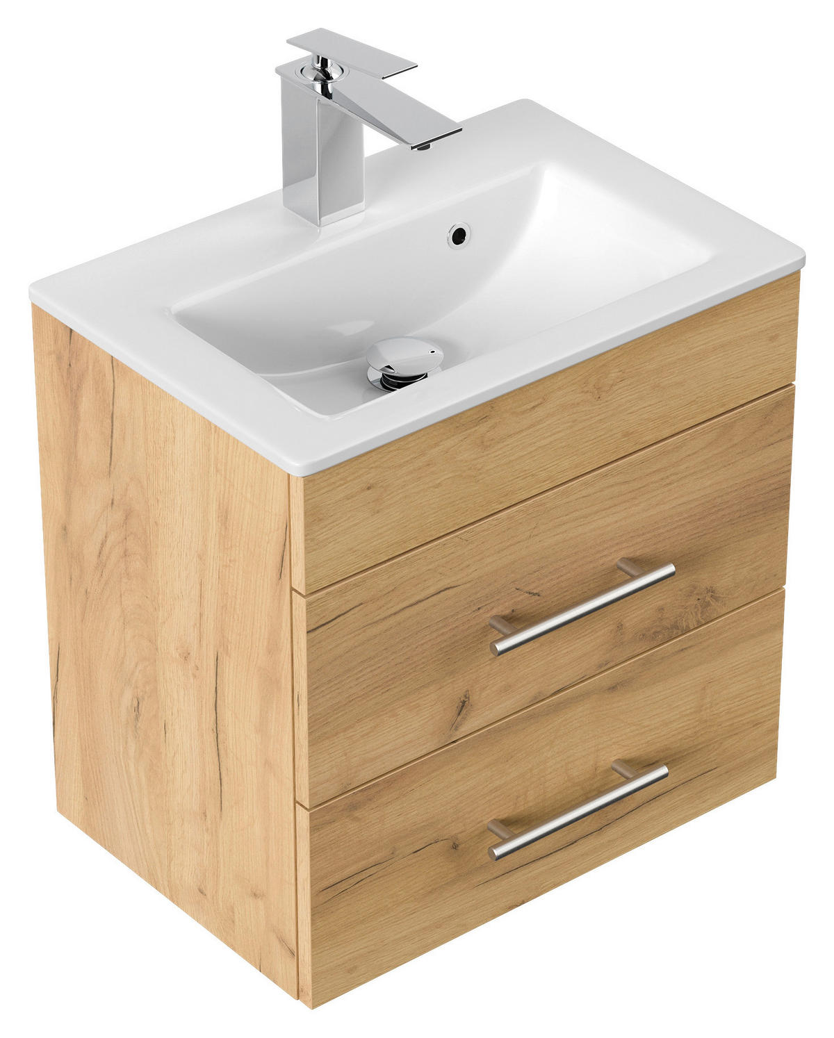 BADEZIMMER  in 50 cm  - Eichefarben/Silberfarben, MODERN, Holzwerkstoff/Metall (50cm) - MID.YOU
