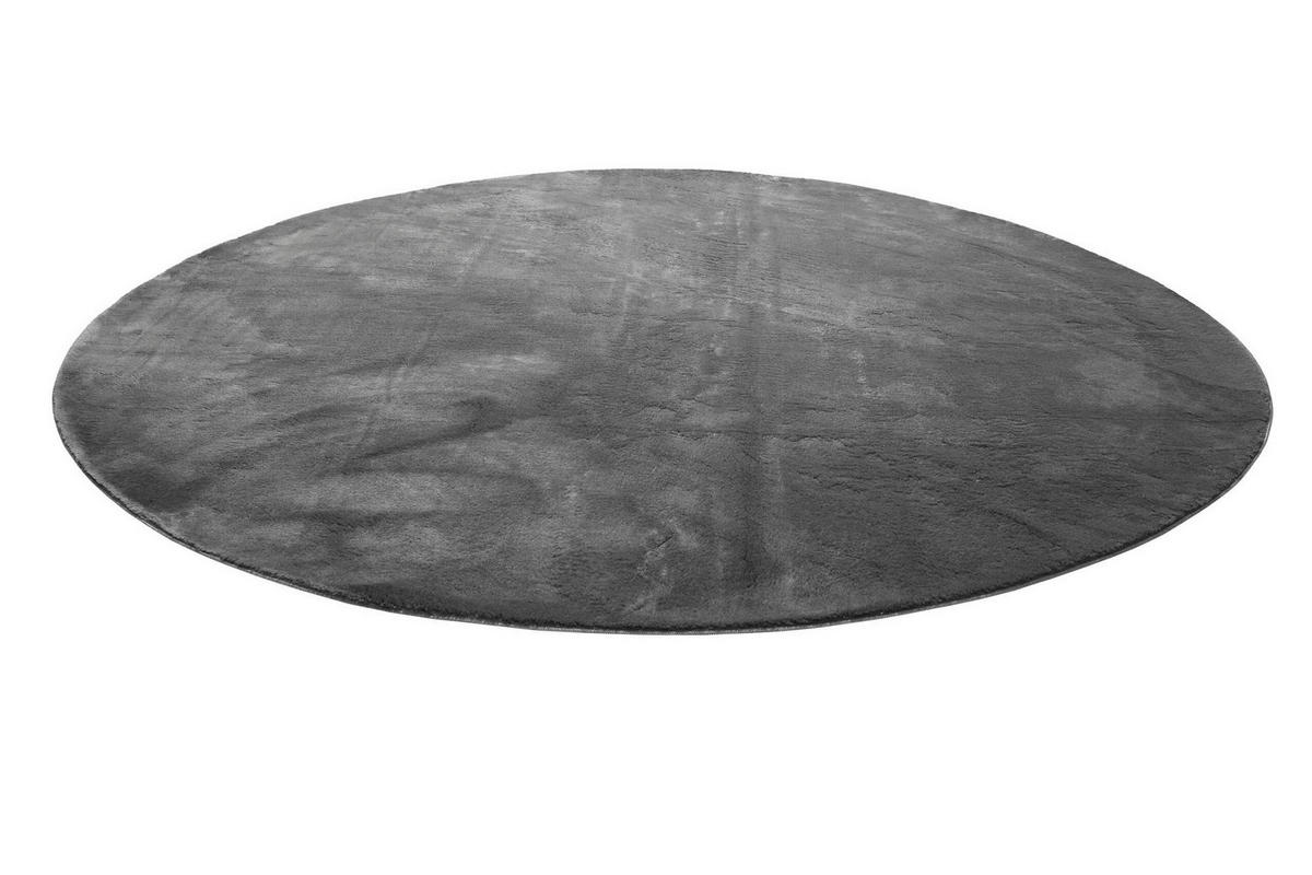 WEBTEPPICH  Wohnzimmer 120 cm Lago Anthrazit rund  - Anthrazit, Basics, Textil (120cm)