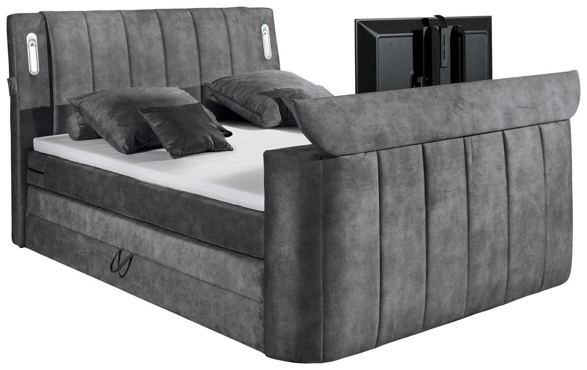 BOXSPRINGBETT 180/200 cm  in Anthrazit  - Anthrazit, MODERN, Holzwerkstoff/Kunststoff (180/200cm) - MID.YOU