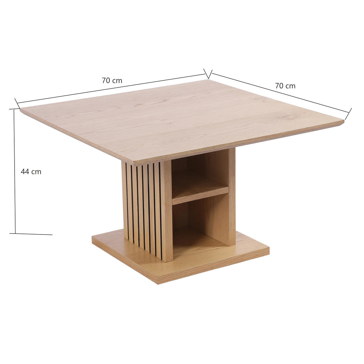 COUCHTISCH Eiche furniert 70/70/44 cm quadratisch Eichefarben  - Eichefarben, Natur, Holz/Holzwerkstoff (70/70/44cm) - Stylife