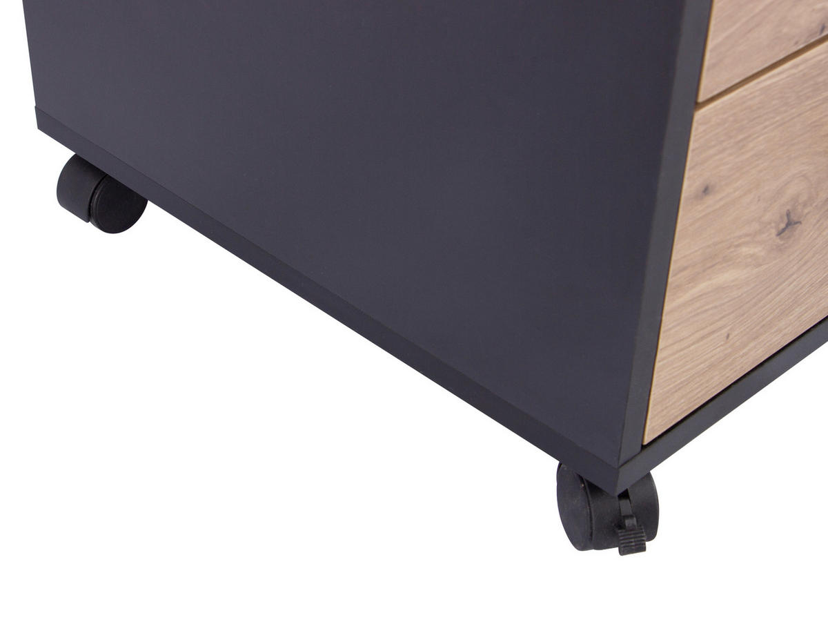 ROLLCONTAINER Schwarz, Eiche Artisan  - Schwarz/Eiche Artisan, MODERN, Holzwerkstoff/Kunststoff (43/56/42cm) - Livetastic