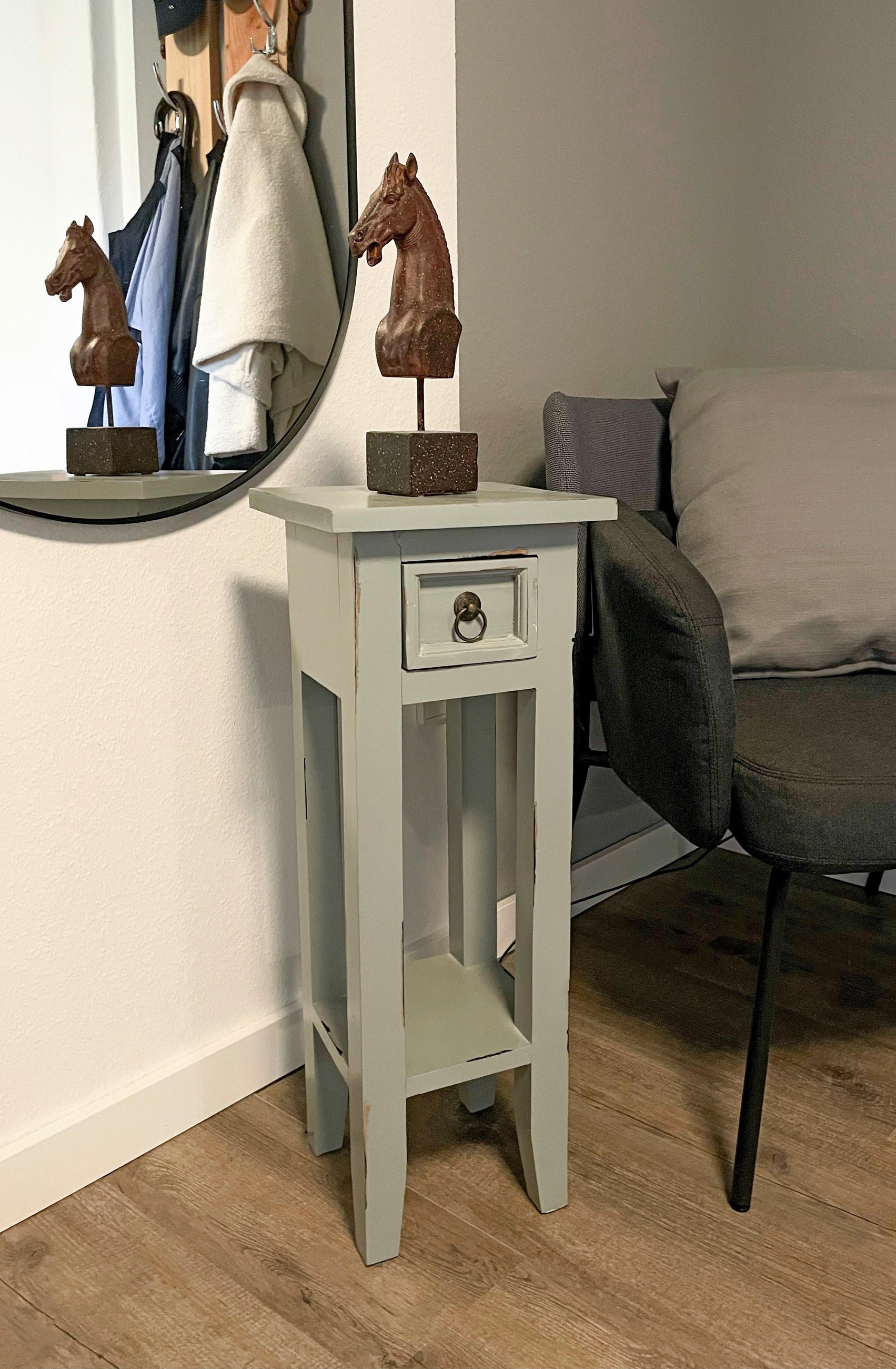 BEISTELLTISCH 25/25/67 cm Mahagoni Hartholz Grau  - Grau, Basics, Holz (25/25/67cm) - Gardenson
