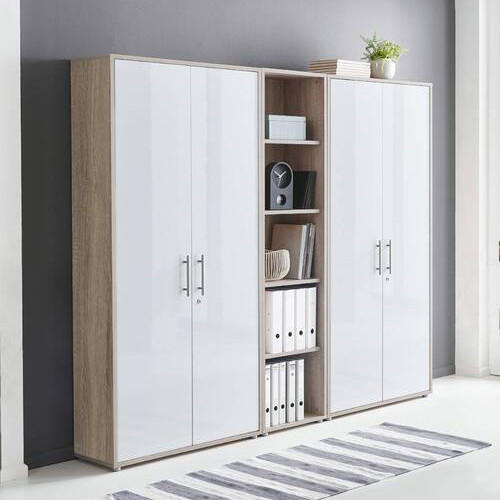 AKTENSCHRANK Sonoma Eiche, Weiß Hochglanz  - Weiß Hochglanz/Sonoma Eiche, MODERN, Holzwerkstoff (212,9/185,6/33cm) - MID.YOU