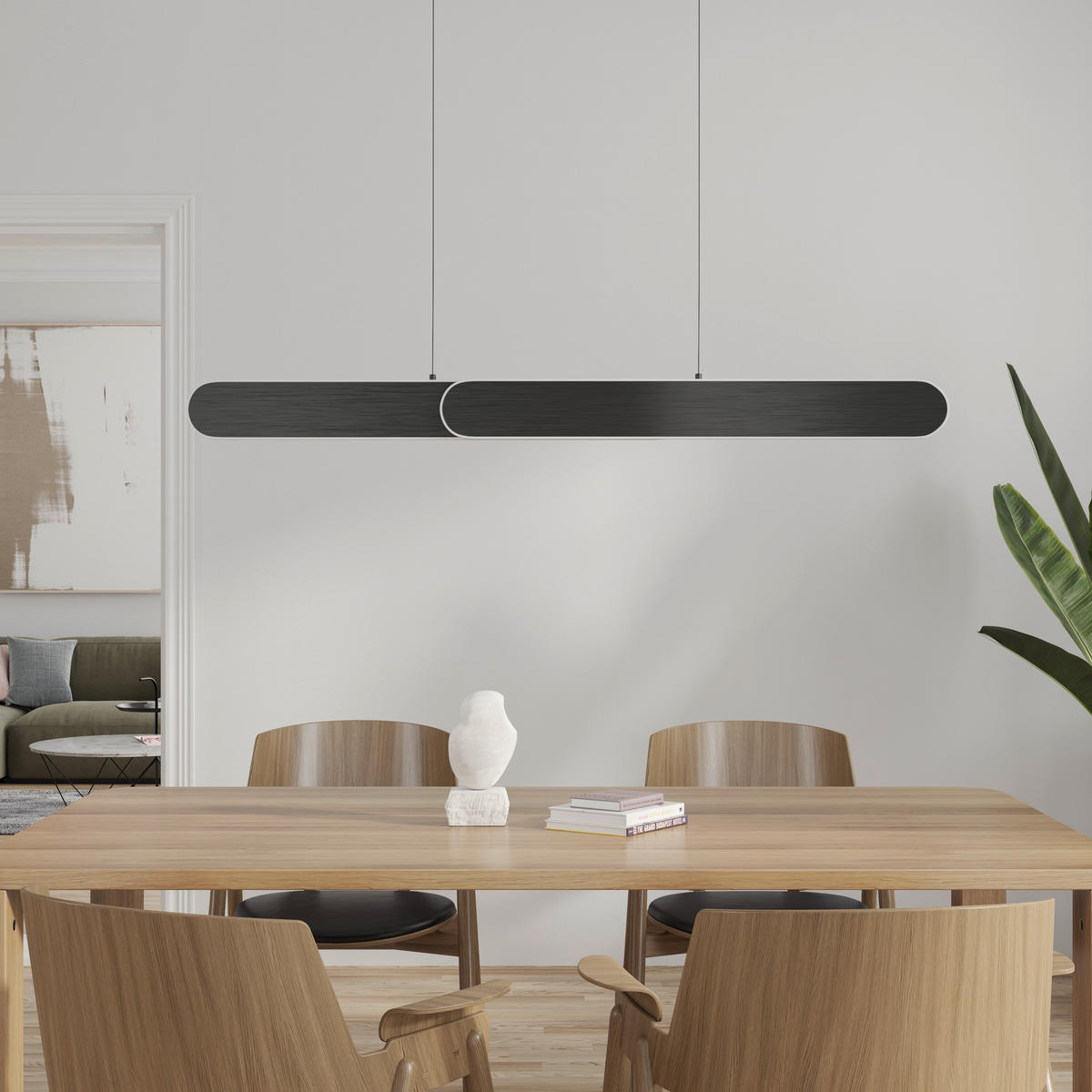 LED-HÄNGELEUCHTE Otis Linear 115/7,5/150 cm   - Schwarz, Design, Metall (115/7,5/150cm) - Dieter Knoll
