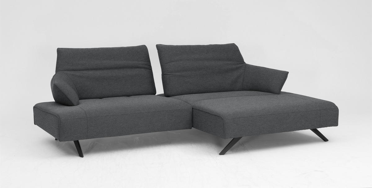 ECKSOFA in Struktur Hellgrau  - Anthrazit/Hellgrau, Design, Textil/Metall (276/165cm) - Himolla