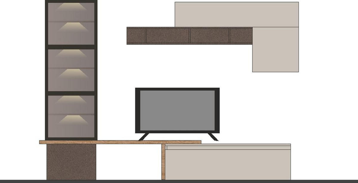 DNEVNI REGAL,  barve hrasta, barve brona, kašmir  - kašmir/črna, Moderno, umetna masa/leseni material (285/195/42cm) - Hom`in