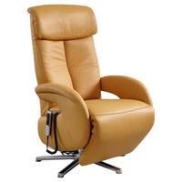 RELAXSESSEL Echtleder    - Currygelb/Alufarben, Design, Leder/Metall (70/112/80cm) - Cantus