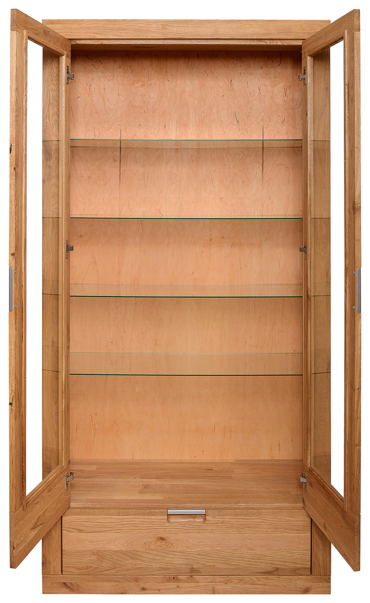 VITRINE in massiv Wildeiche Wildeiche  - Wildeiche/Alufarben, Natur, Glas/Holz (95/192/42cm) - Carryhome