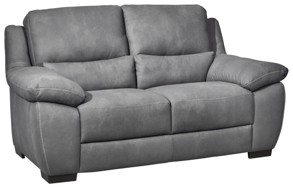 2-SITZER mit elektr.Funktion in Webstoff Grau  - Wengefarben/Weiss, Konventionell, Holz/Textil (173/96/99cm) - Livetastic