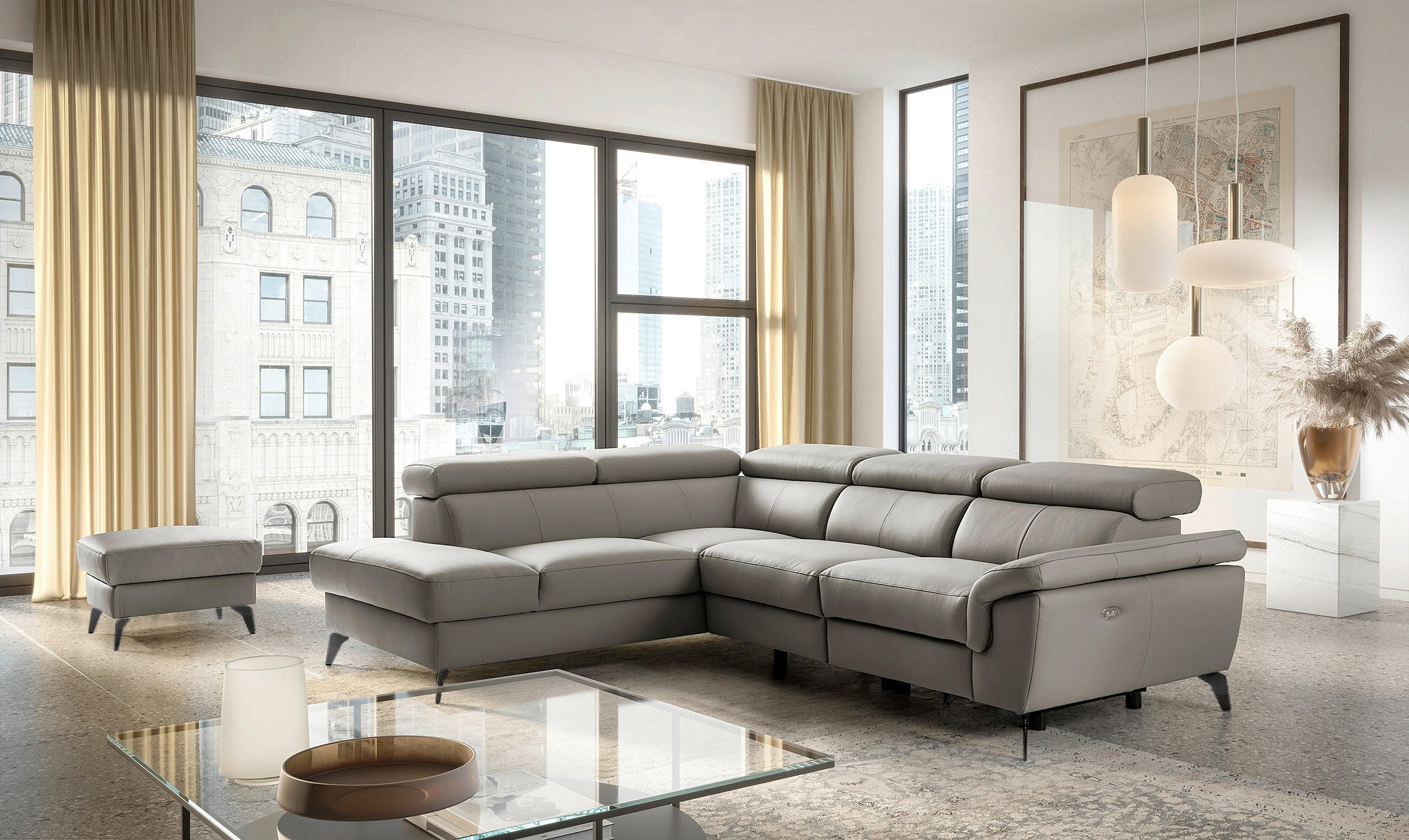 ECKSOFA Lederlook Echtleder Schlammfarben  - Schlammfarben/Schwarz, Design, Leder/Textil (210/265cm) - Livetastic