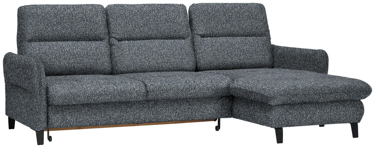 ECKSOFA Dunkelgrau Plüsch  - Dunkelgrau/Schwarz, KONVENTIONELL, Textil/Metall (254/190cm) - Livetastic