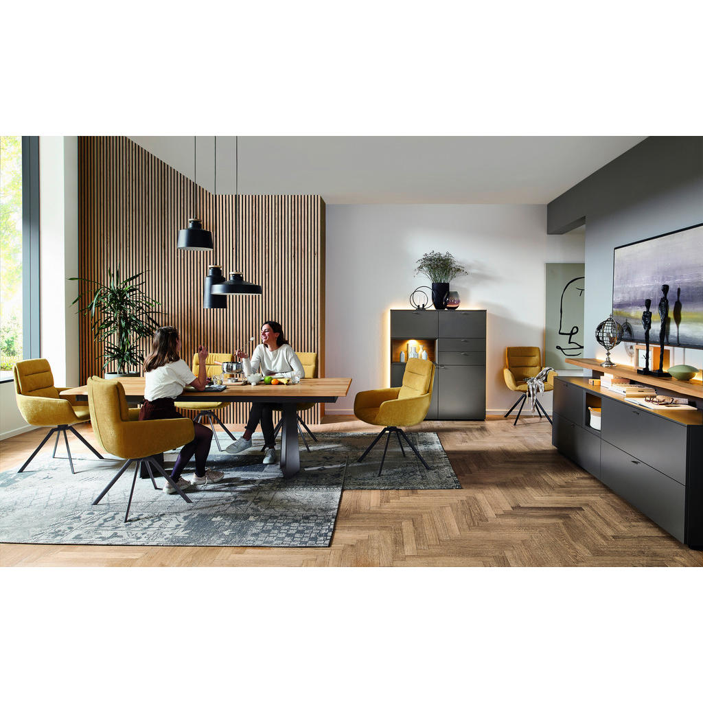 Thumbnail - Venjakob Esstisch, Anthrazit, Wildeiche, Holz, Metall, Wildeiche, massiv, rechteckig, Wange, eckig, 100x75x220 cm, Golde...