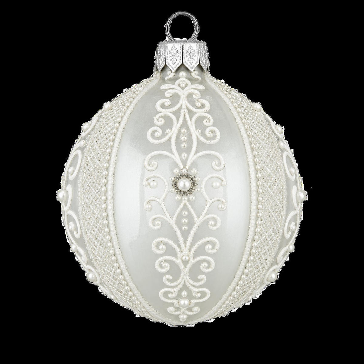 CHRISTBAUMKUGEL 10 cm  - Silberfarben/Weiß, LIFESTYLE, Glas/Metall (10cm) - X-Mas