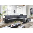 ECKSOFA in Echtleder Anthrazit - Chromfarben/Anthrazit, KONVENTIONELL, Leder/Metall (292/242cm) - Cantus