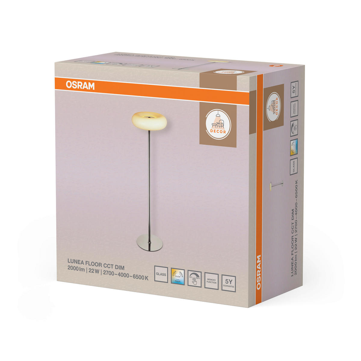 LED-STEHLEUCHTE 40/146 cm  - Edelstahlfarben/Weiß, Basics, Glas/Metall (40/146cm) - Osram
