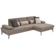 ECKSOFA in Chenille, Mikrofaser Greige  - Greige/Schwarz, Design, Textil/Metall (299/157cm) - Dieter Knoll