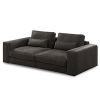 2-SITZER-SOFA  in Echtleder Dunkelgrau   - Dunkelgrau/Beige, Design, Leder/Kunststoff (240/85/123cm) - Livetastic