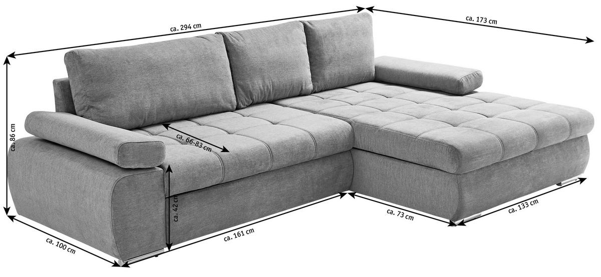 ECKSOFA Beige Flachgewebe  - Chromfarben/Beige, Design, Kunststoff/Textil (294/173cm) - Carryhome