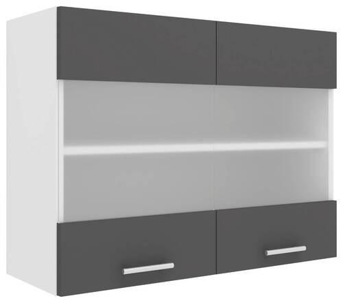 KÜCHENOBERSCHRANK 80/60/31 cm  in Weiss, Anthrazit  - Weiss/Anthrazit, Konventionell, Glas/Holzwerkstoff (80/60/31cm) - MID.YOU