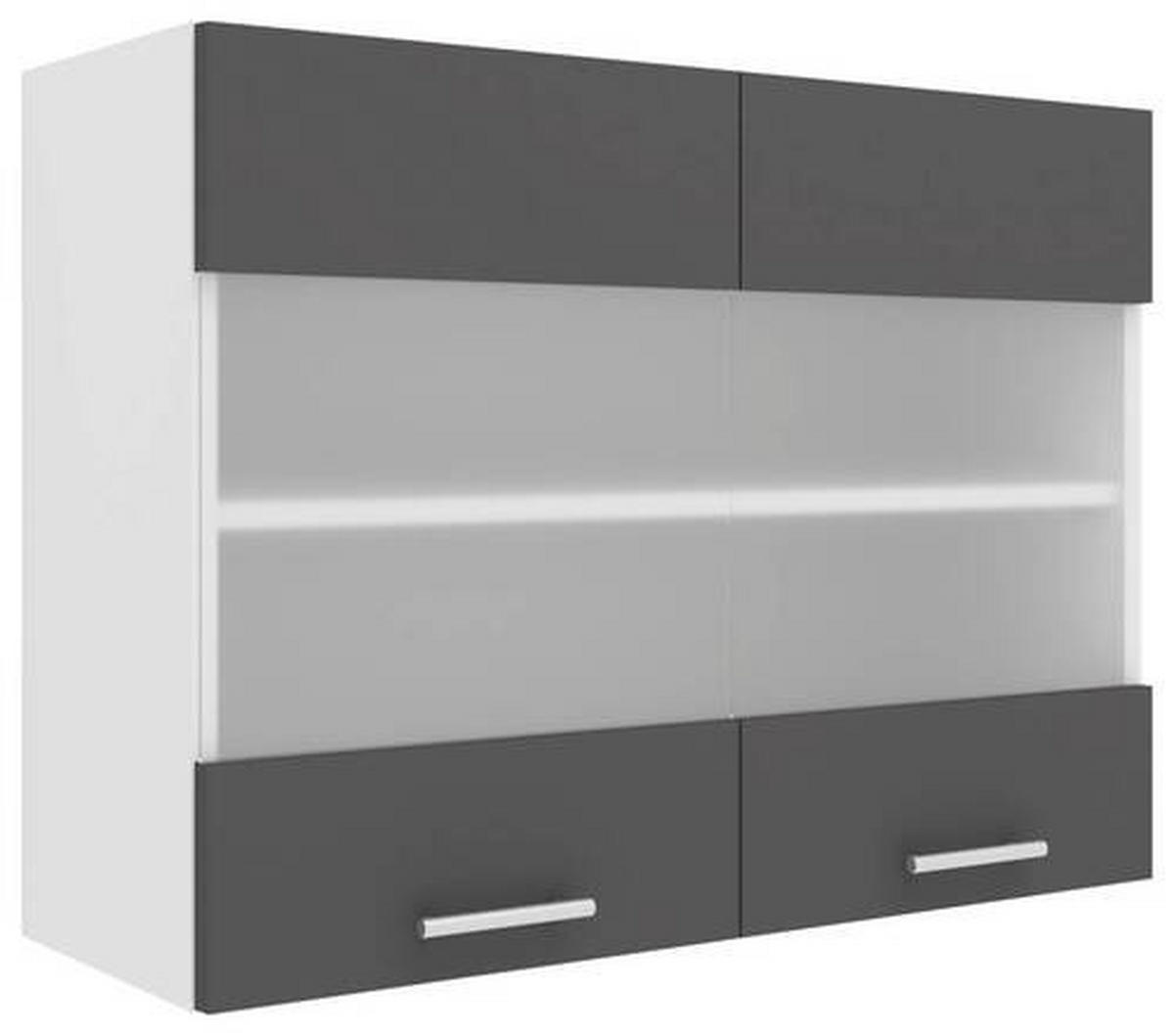 KÜCHENOBERSCHRANK 80/60/31 cm  in Anthrazit, Weiß  - Anthrazit/Alufarben, KONVENTIONELL, Glas/Holzwerkstoff (80/60/31cm) - MID.YOU