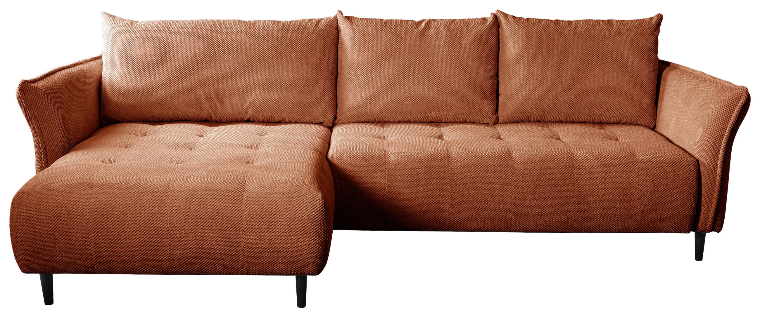 ECKSOFA MONTE CARLO Terracotta Struktur, Plüsch  - Terracotta/Schwarz, Trend, Textil (160/290cm) - MID.YOU