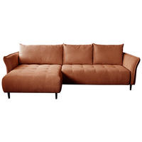 ECKSOFA MONTE CARLO Terracotta Struktur, Plüsch  - Terracotta/Schwarz, Trend, Textil (160/290cm) - MID.YOU