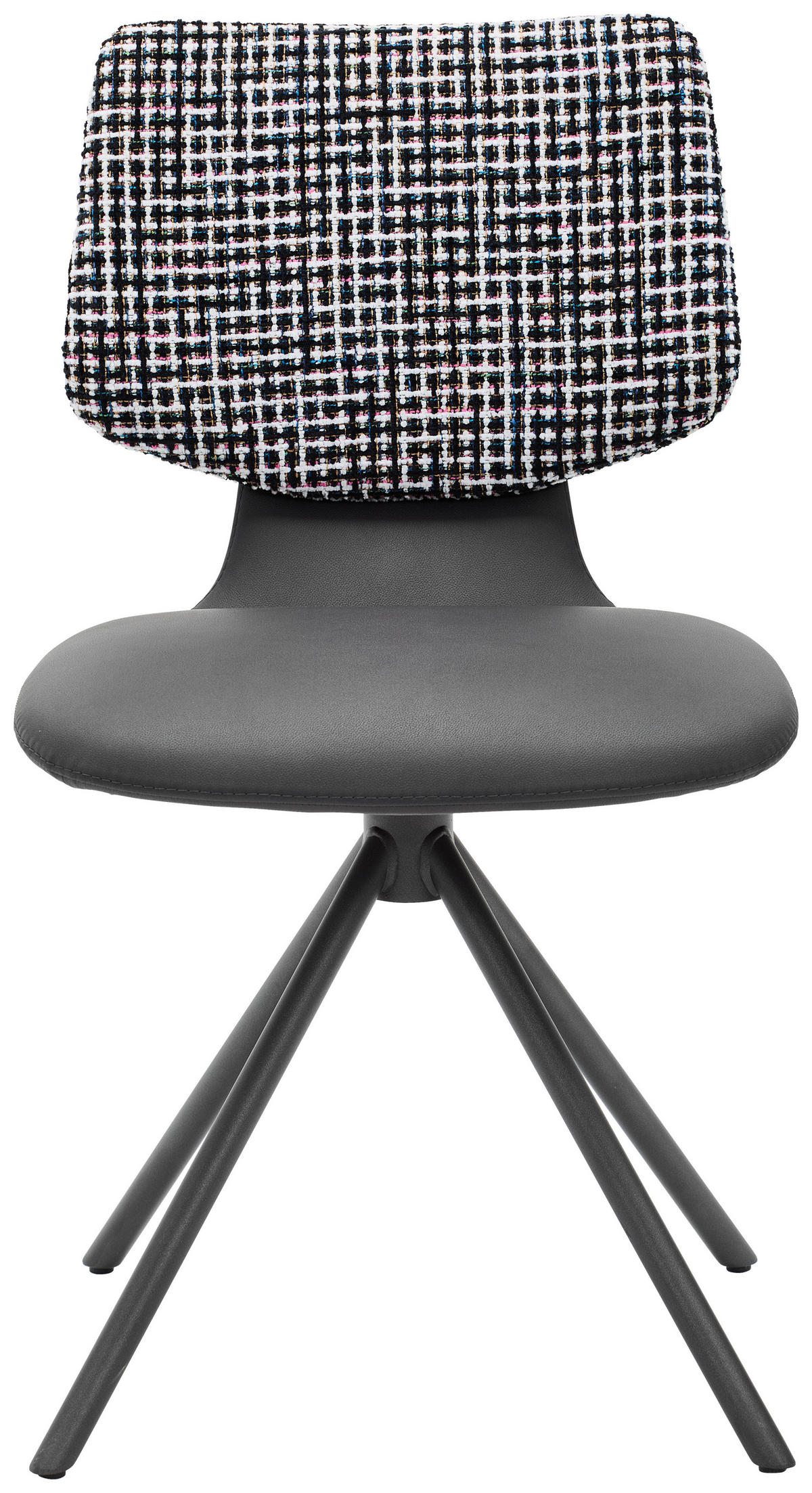 STUHL Lederlook, beschichtet Schwarz  - Blau/Anthrazit, Design, Textil/Metall (50/87/56,5cm) - Musterring