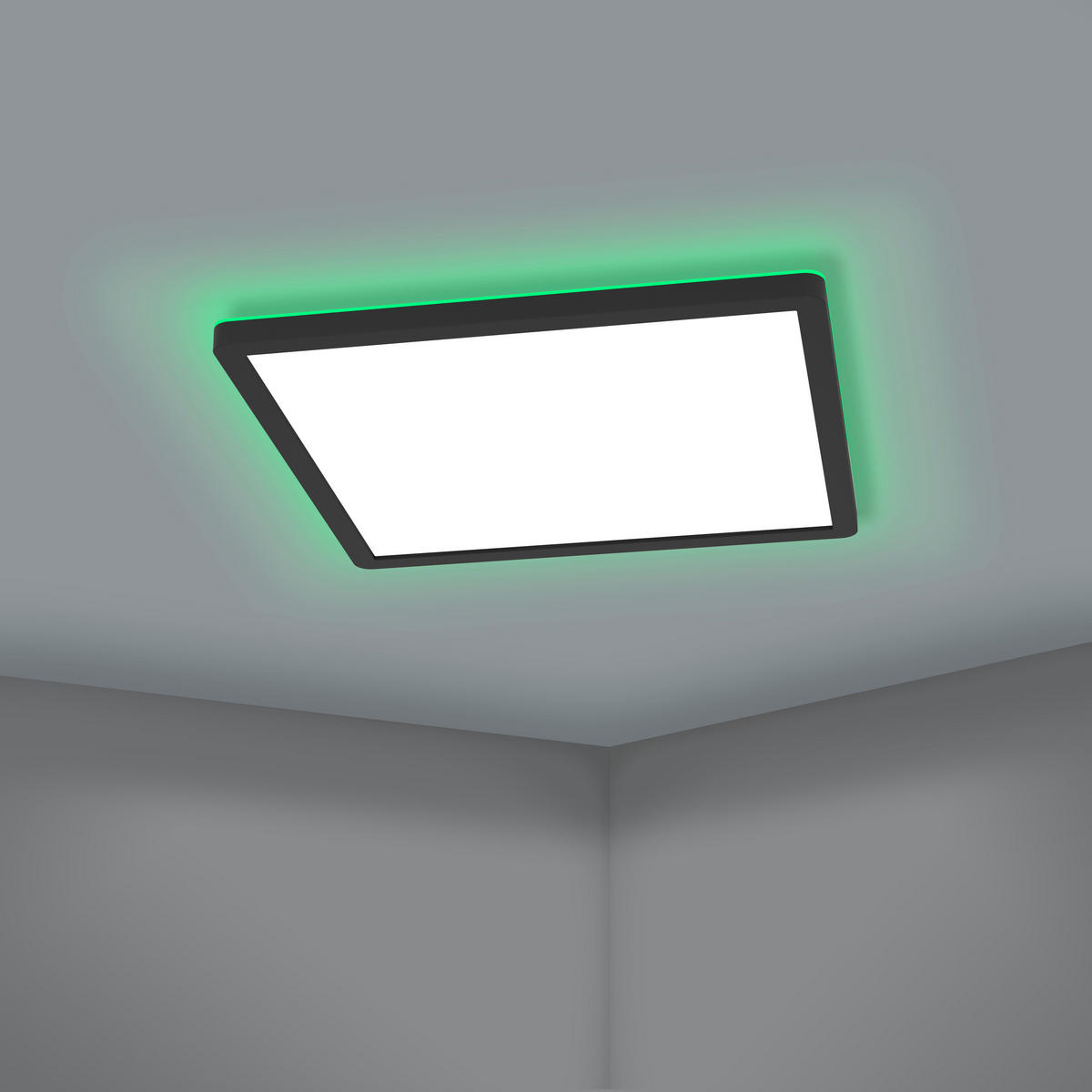 LED-DECKENLEUCHTE Rovito-Z  Smart 42/42/2,5 cm   - Schwarz/Weiß, Basics, Kunststoff (42/42/2,5cm) - Eglo