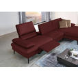 ECKSOFA in Echtleder Beere  - Beere/Schwarz, Design, Leder/Metall (325/157cm) - Dieter Knoll