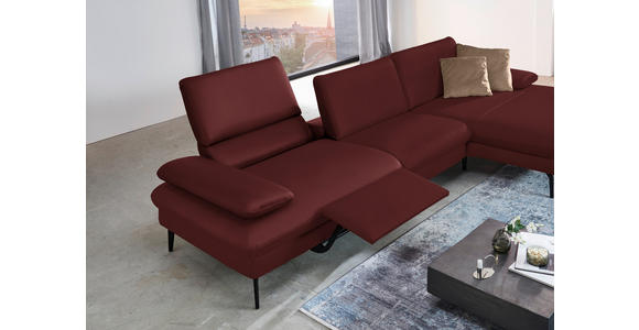 ECKSOFA in Echtleder Beere 325/157 cm - Beere/Schwarz, Design, Leder/Metall (325/157cm) - Dieter Knoll