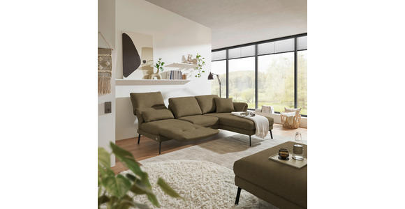 ECKSOFA  in Flachgewebe Khaki  255-365/175-224 cm  - Khaki/Schwarz, Design, Textil/Metall (255-365/175-224cm) - Dieter Knoll