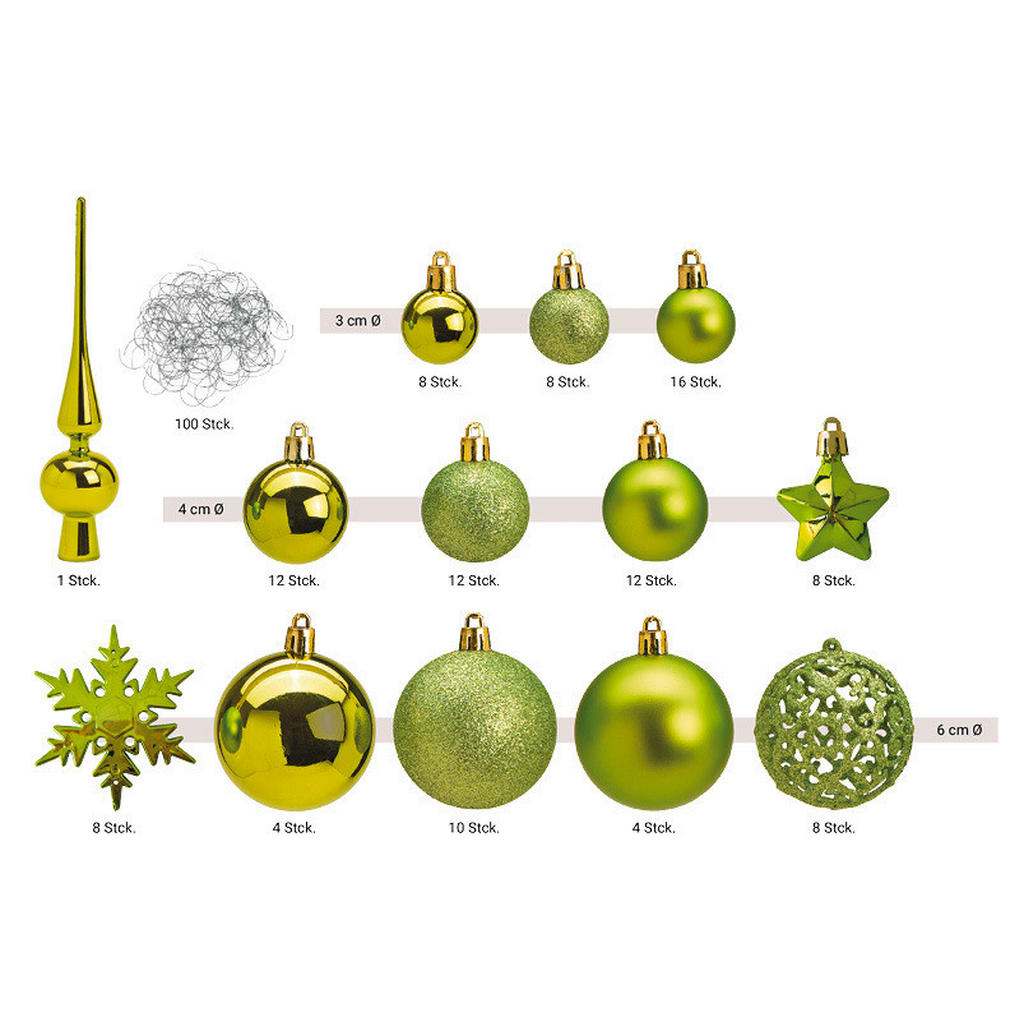 Thumbnail - Christbaumkugel-Set, Grün, Kunststoff, 111-teilig, Dekoration, Weihnachtsdekoration, Weihnachtsbaumschmuck, Weihnachtsku...
