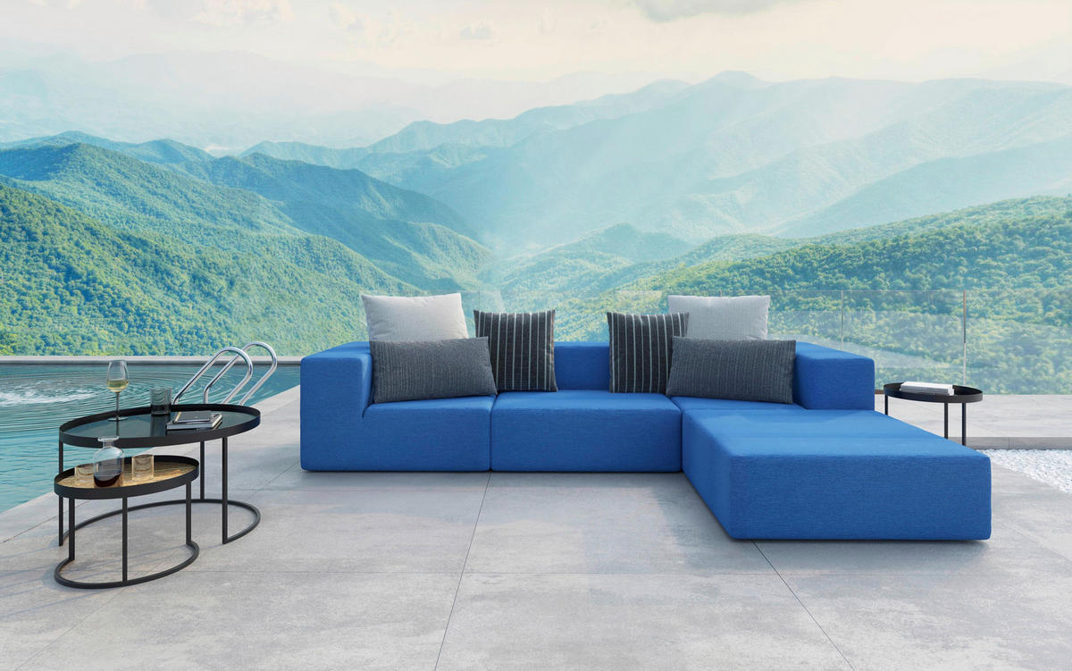 LOUNGESOFA  - Blau/Multicolor, Design, Textil (220/330cm) - Livetastic