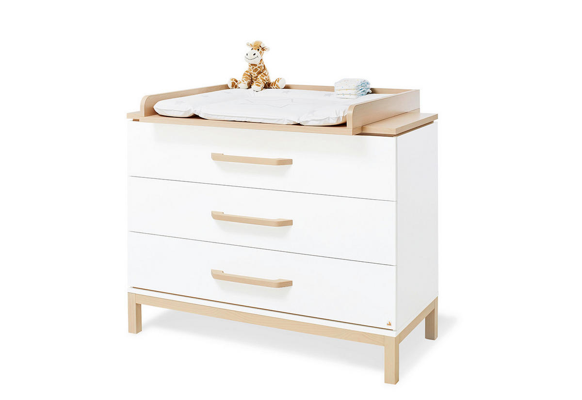 WICKELKOMMODE PINOLINO LIGHT Weiß, Ahornfarben  - Ahornfarben/Weiß, Design, Holz/Holzwerkstoff (115/98/56-78cm) - Pinolino