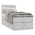 BOXBETT 70/200 cm,  in Hellgrau, Matratze, gepolstertes Kopfteil, Bettkasten, Topper, H3 = fest  - Hellgrau/Schwarz, Design, Holzwerkstoff/Kunststoff (70/200cm) - Esposa