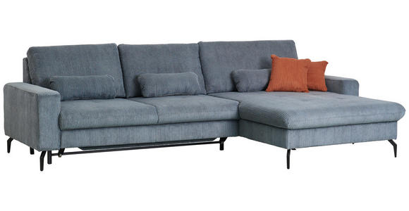 ECKSOFA in Velours, Cord Graphitfarben  - Schwarz/Graphitfarben, Design, Textil/Metall (302/180cm) - Venda