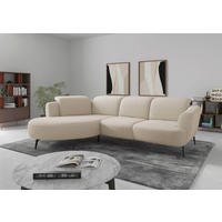 ECKSOFA ZOE E Creme Flachgewebe  - Creme/Schwarz, KONVENTIONELL, Textil/Metall (199/309cm) - Sit & More