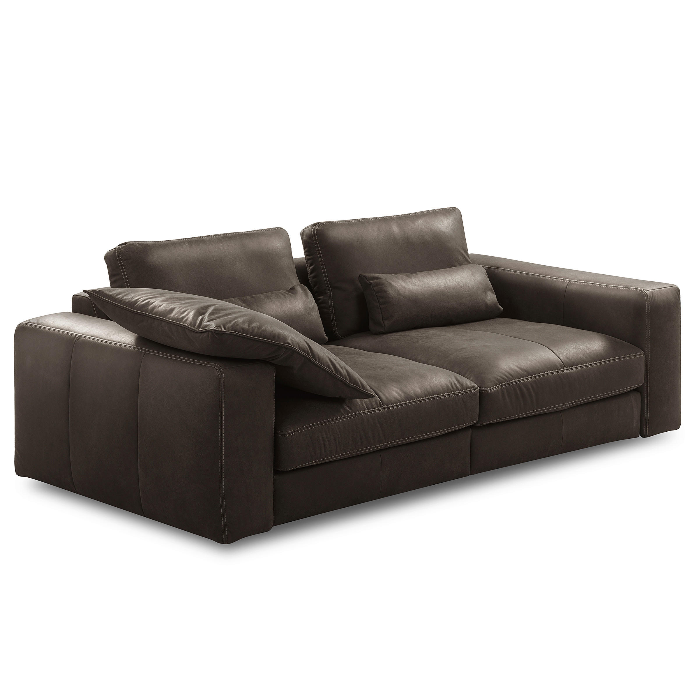 2-SITZER-SOFA Fango Echtleder  - Fango/Beige, Design, Leder/Kunststoff (240/85/123cm) - Livetastic