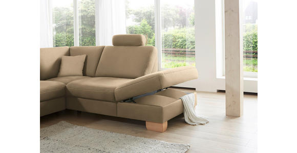 ECKSOFA in Mikrofaser Beige  - Wildeiche/Beige, Natur, Holz/Textil (286/236cm) - Voleo