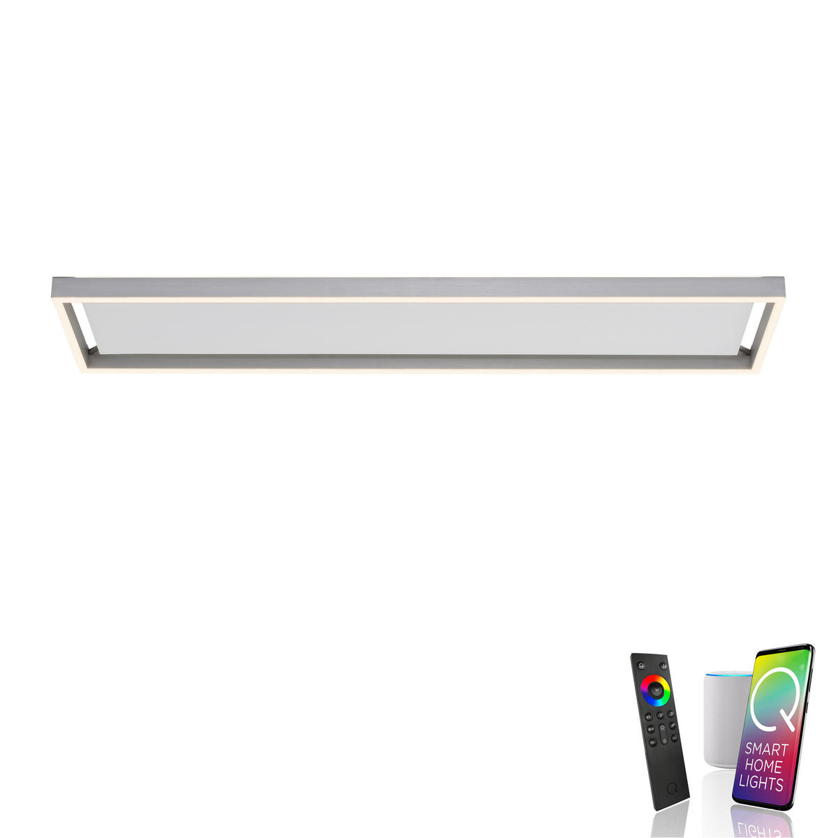 PLAFONIERĂ CU LED - argintiu, Design, plastic/metal (100/25/5,6cm)