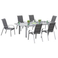 GARTENSET 7-teilig  - Anthrazit/Silberfarben, KONVENTIONELL, Glas/Textil - Gardenson