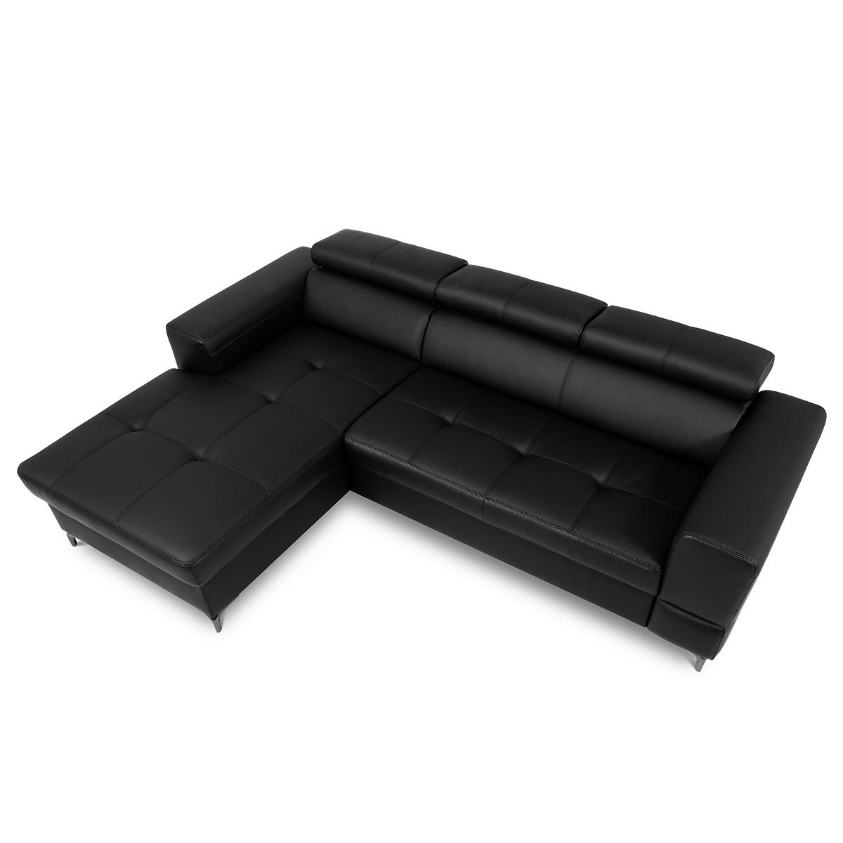 ECKSOFA  in Lederlook Echtleder Schwarz  - Schwarz, Design, Leder/Textil (173/247cm) - Livetastic