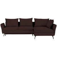 ECKSOFA Dunkelbraun Webstoff  - Dunkelbraun/Schwarz, Design, Textil/Metall (282/182cm)