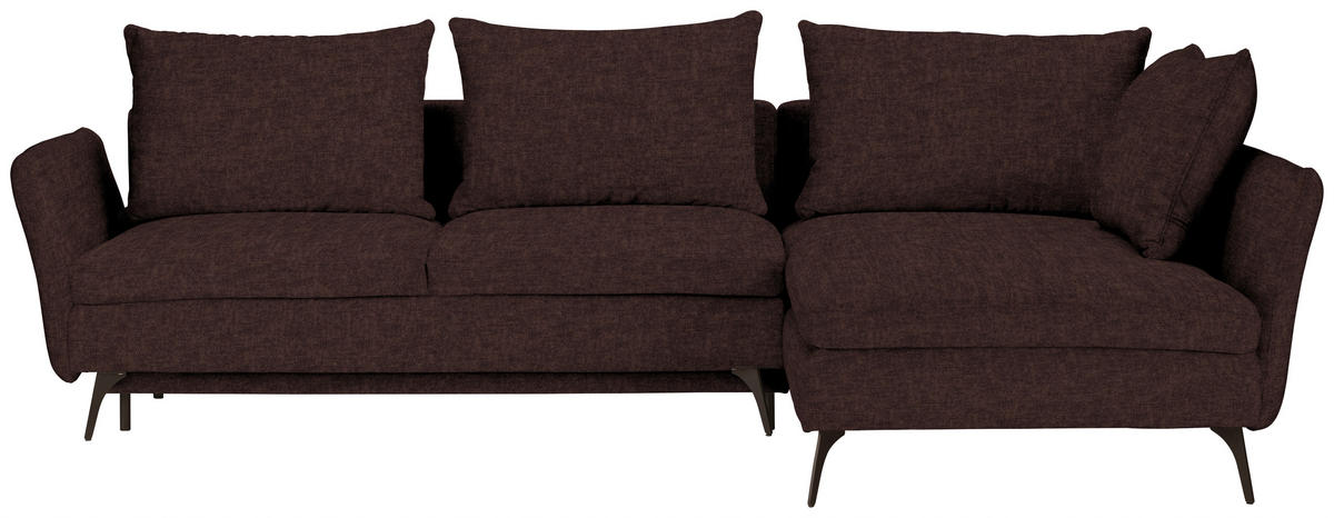 ECKSOFA Dunkelbraun Webstoff  - Dunkelbraun/Schwarz, Design, Textil/Metall (282/182cm)