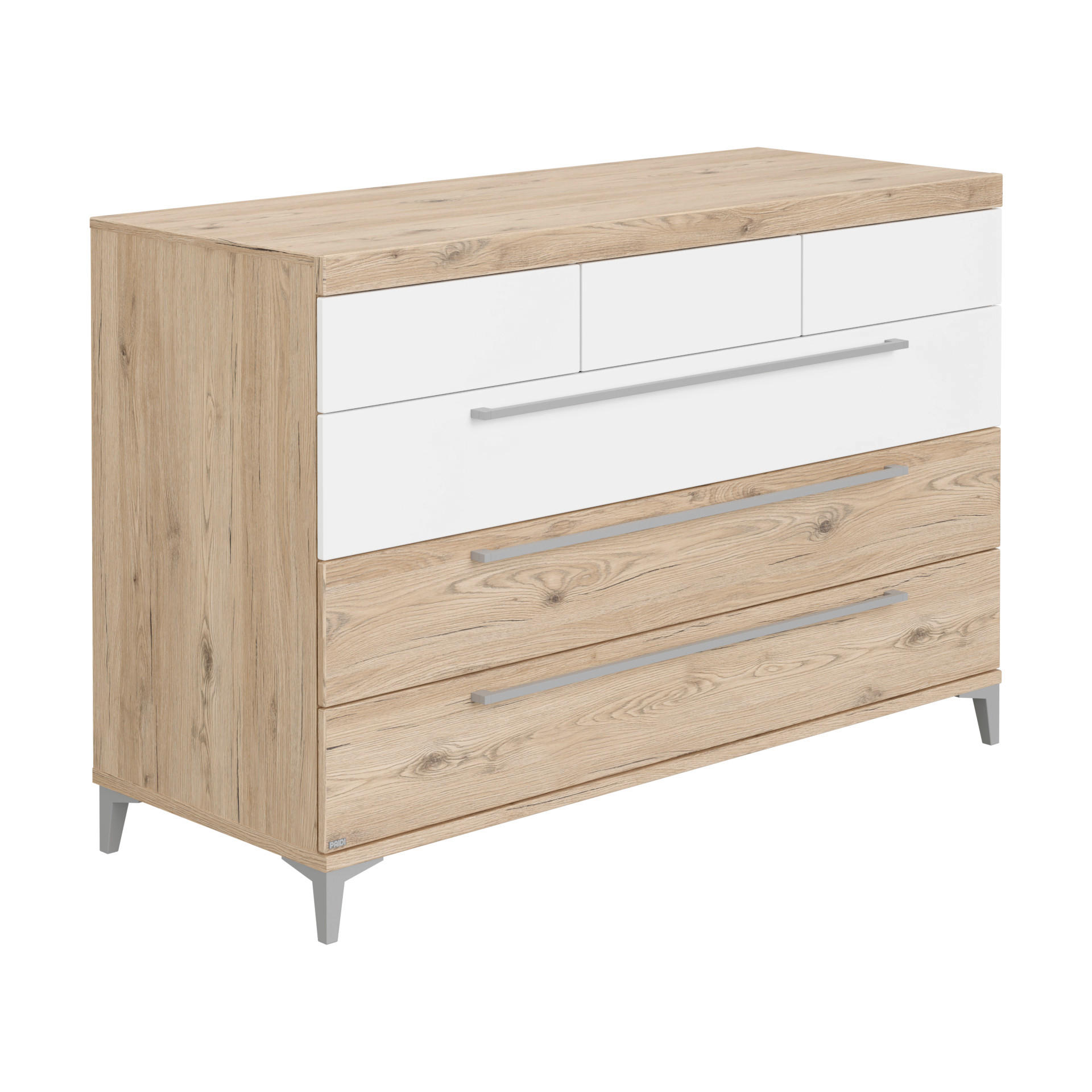 KOMMODE Remo  in  - Edelstahlfarben/Eichefarben, Basics, Holzwerkstoff/Metall (141,2/94,3/55,9cm) - Paidi