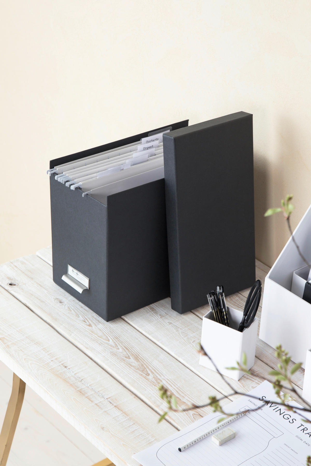 TISCHORGANIZER  - Dunkelgrau/Grau, Basics, Karton/Papier (18.5/27/35cm)